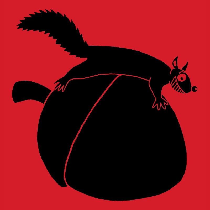 Das Eichhörnchen gegen die Eichel (schwarz)