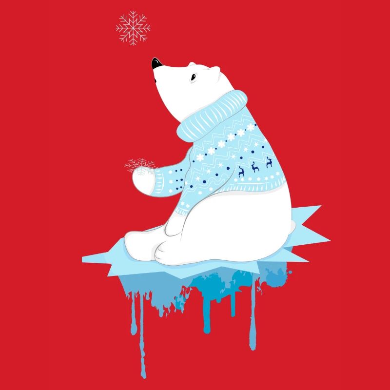 Eisbär mit Schneeflocken