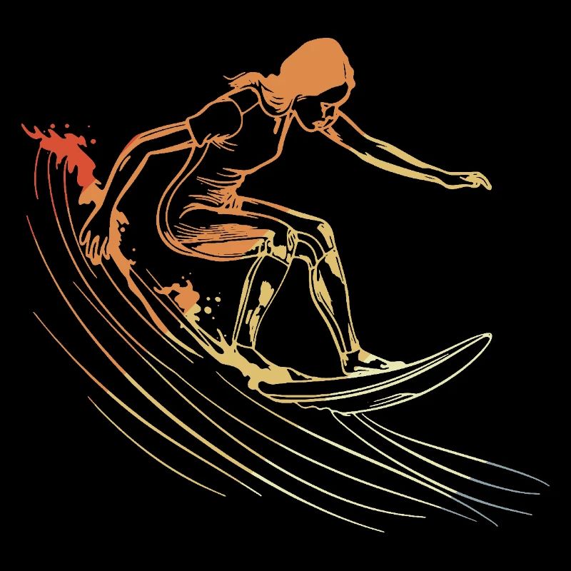 Surfing Girl Drawing