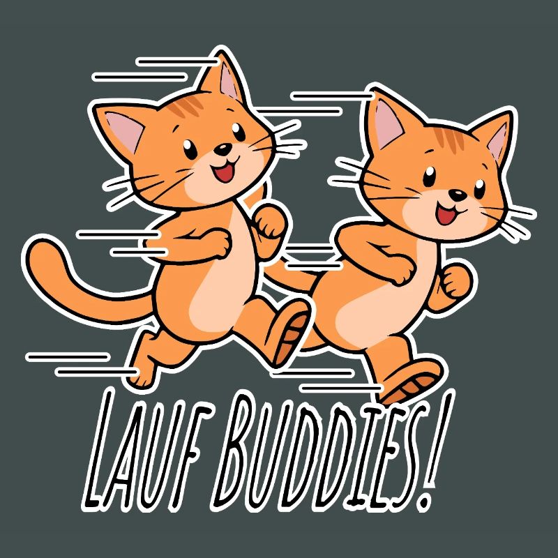 Courez, les amis ! Équipe de course de chats mignonne !