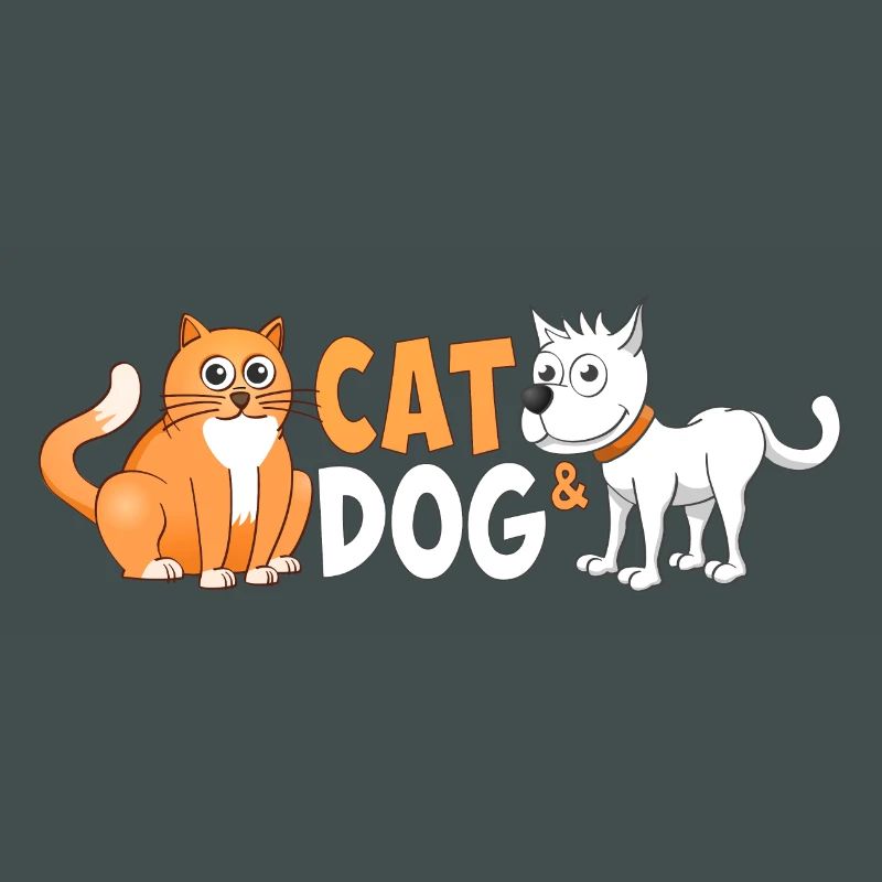 Fröhliches Bild einer Katze und eines Hundes.