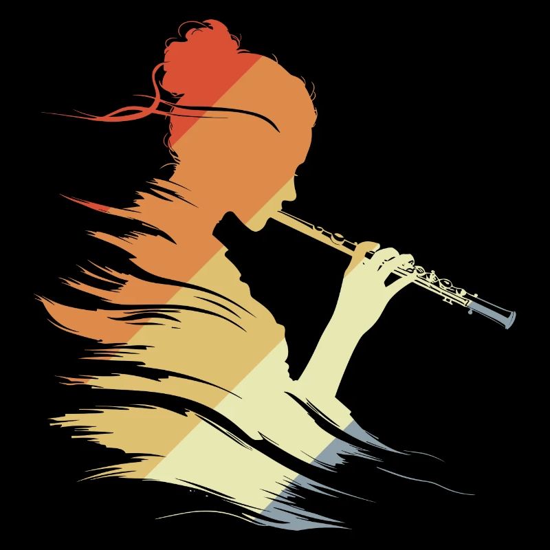 Flöte Mädchen Grafik Retro