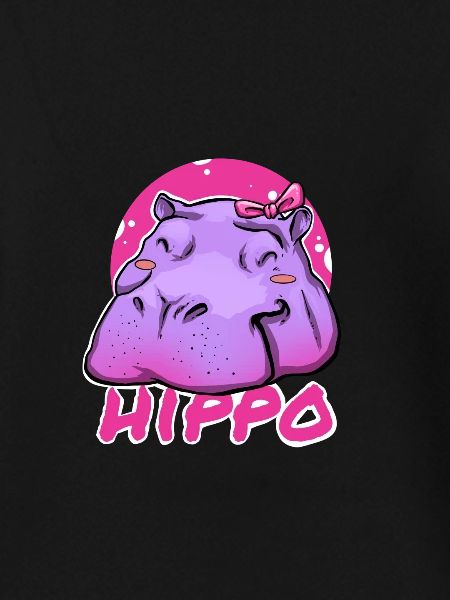 Niedliches Hippo mit rosa Schleife