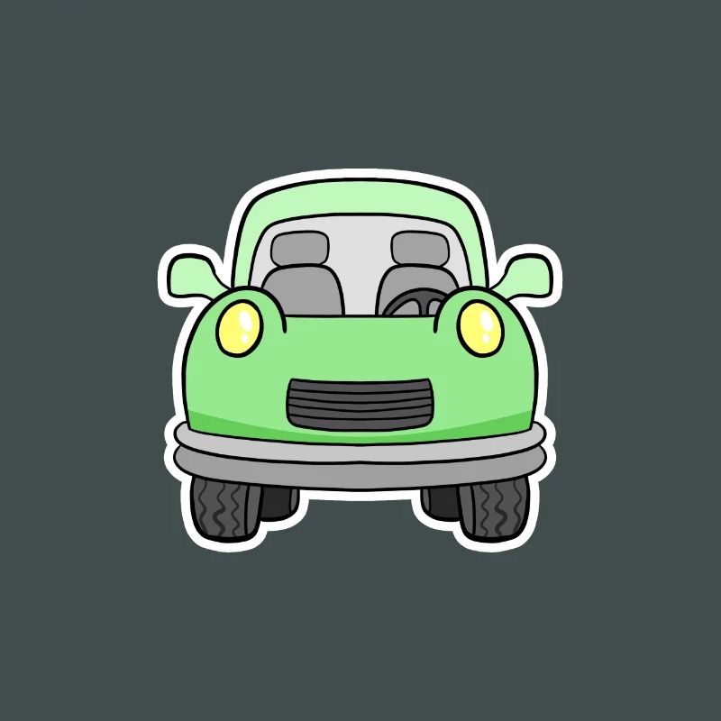 Cheerful green wagon front view
