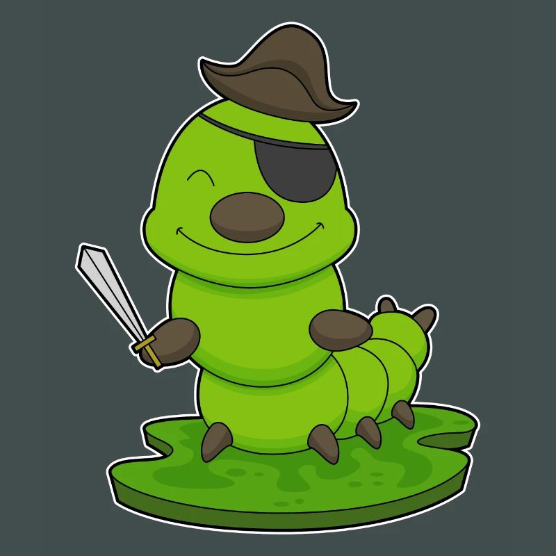 Chenille en pirate avec une épée
