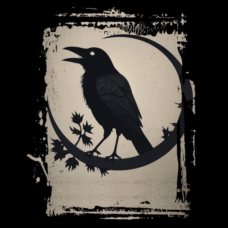 Raven sitting on branch