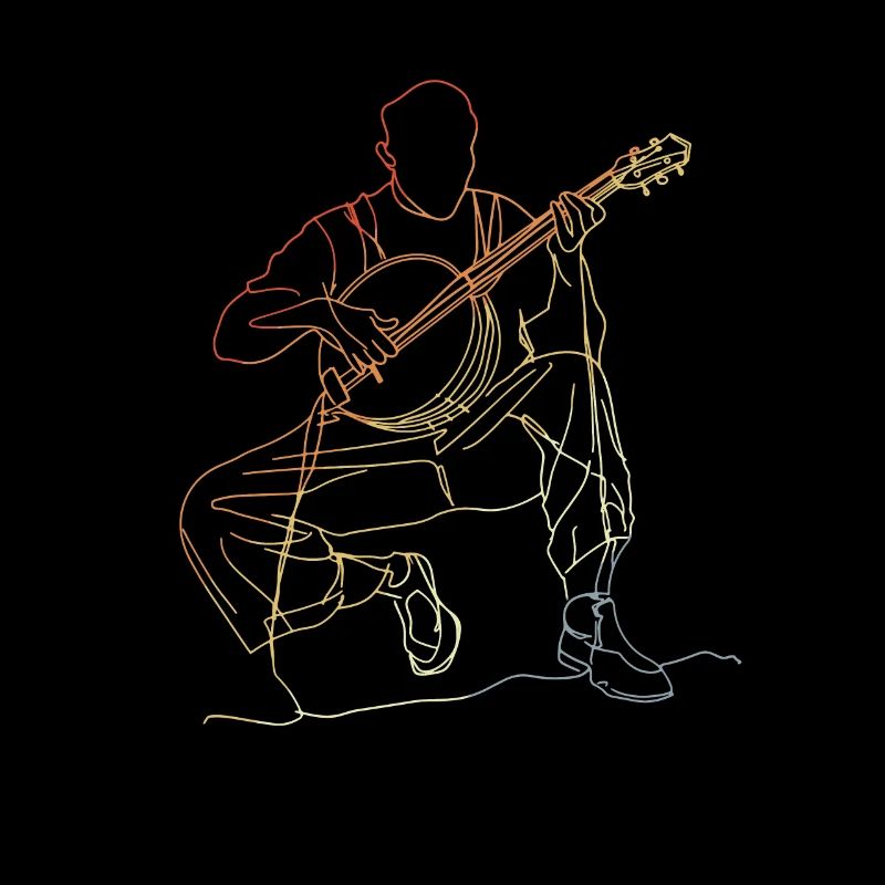 Banjo Player Line Art