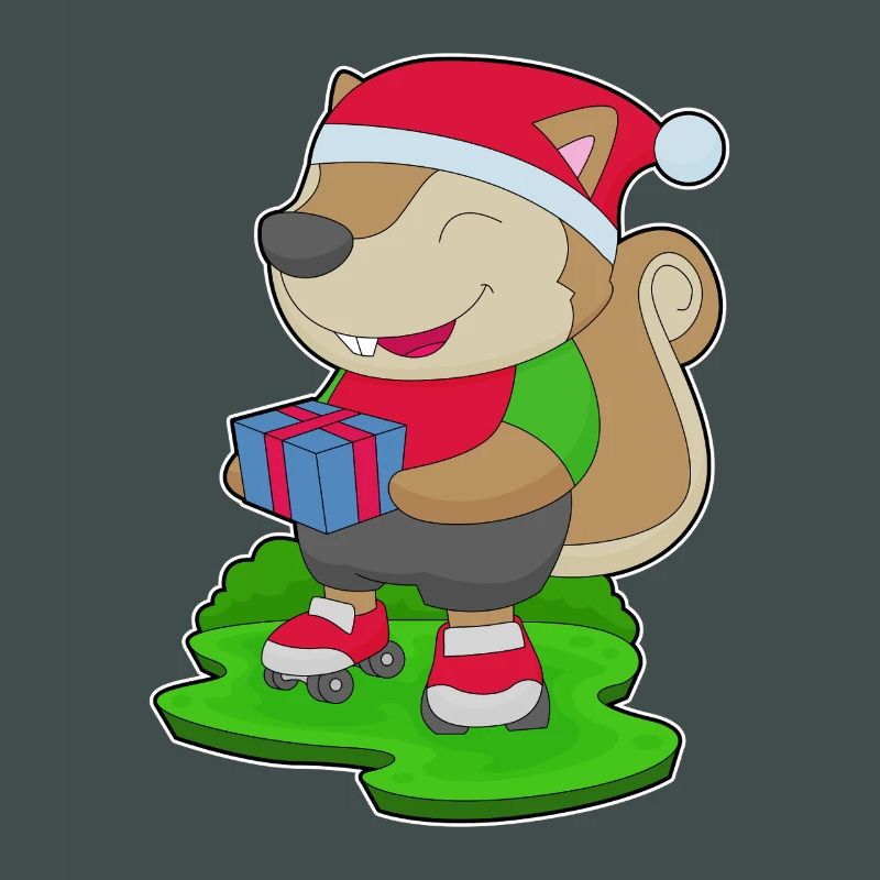 Squirrel Christmas Inline skating