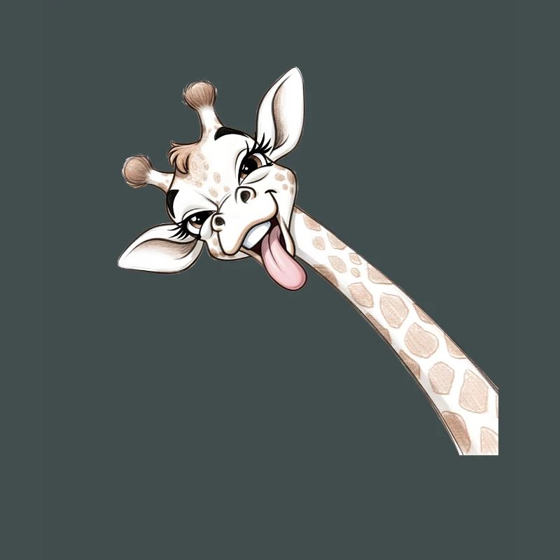 Girafe Joyeuse Langue Déployée
