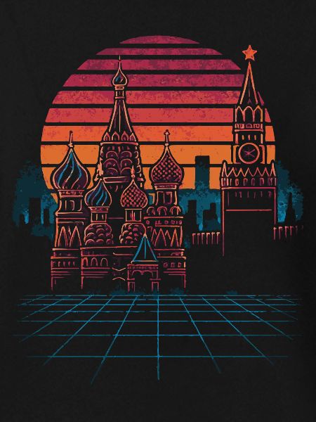 Neon Moscow Skyline Retro
