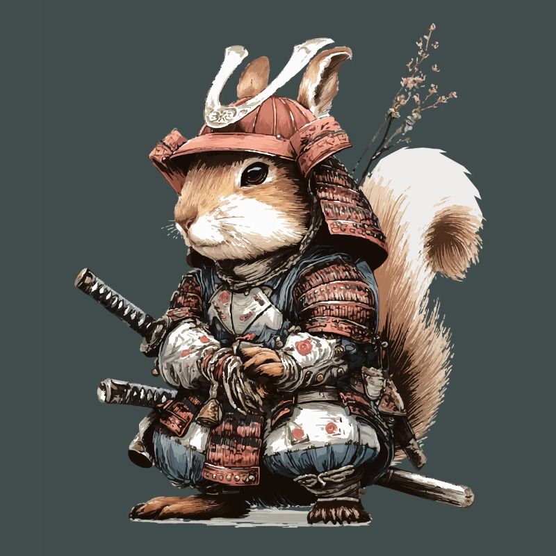 Eichhörnchen-Samurai in Rüstung