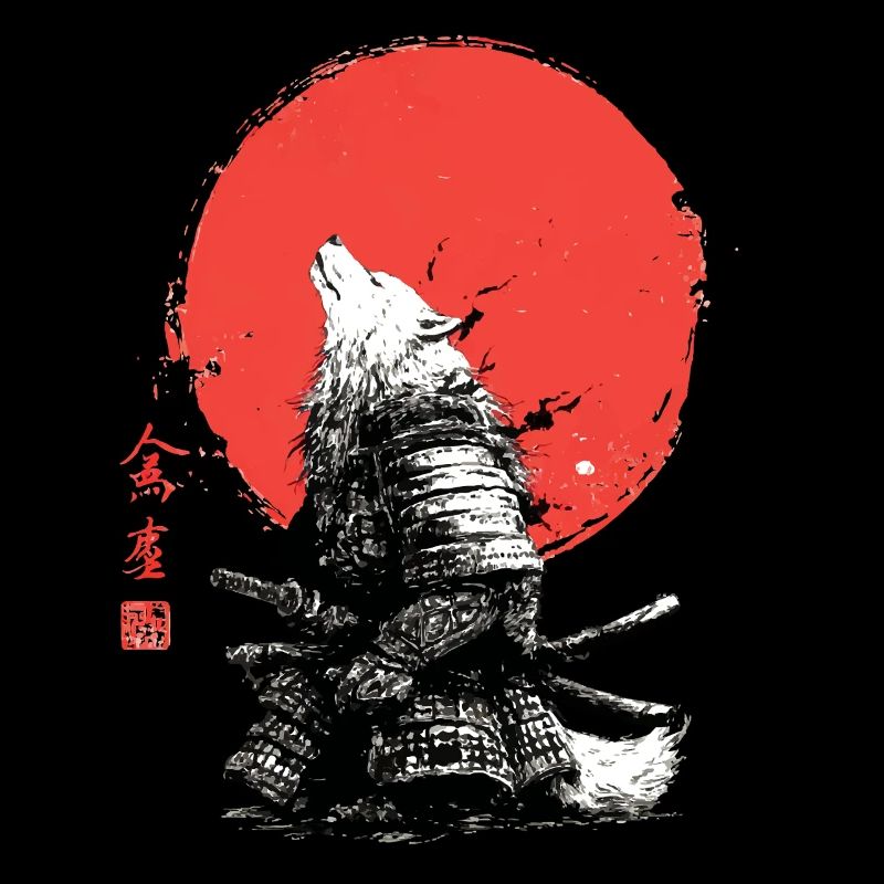 Wolf-Samurai unter Crimson Sun
