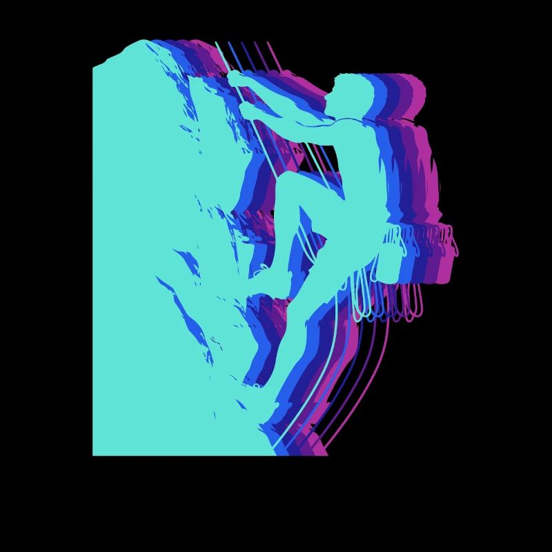 Glitch Art Climber Silhouette Modern