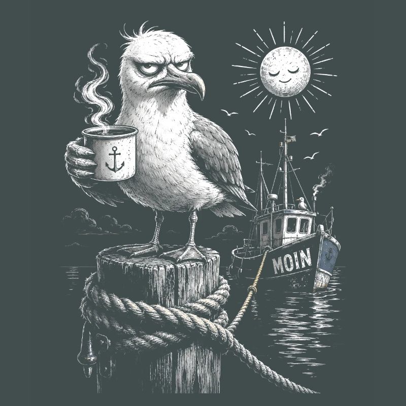 MOIN – Grummeliges Möwe mit Kaffee