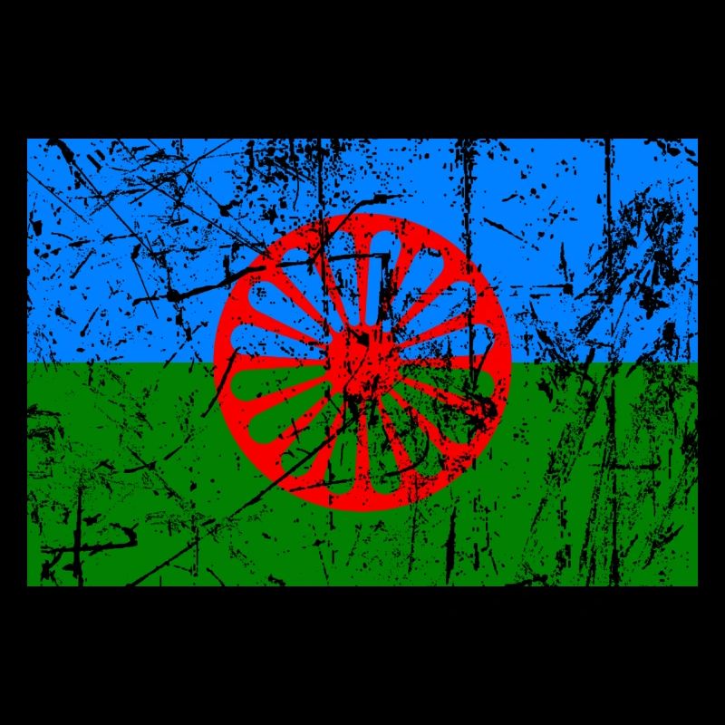 drapeau du peuple romani ou styago le romengo
