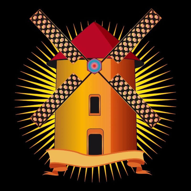 golden windmill with a shining background