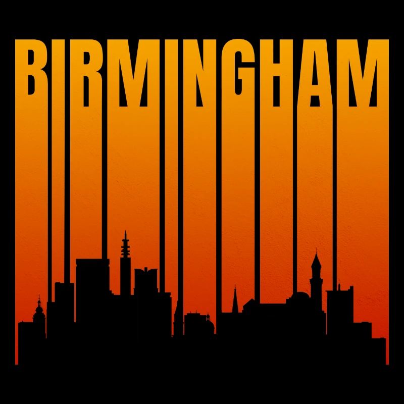 Birmingham Skyline Neon Stripes