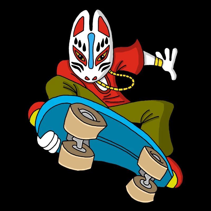 Strange fox on skateboarding