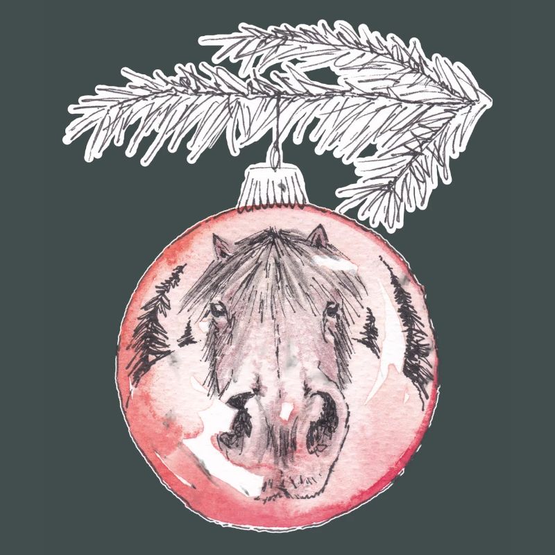 Weihnachtskugel Merry Christmas rot Pferd