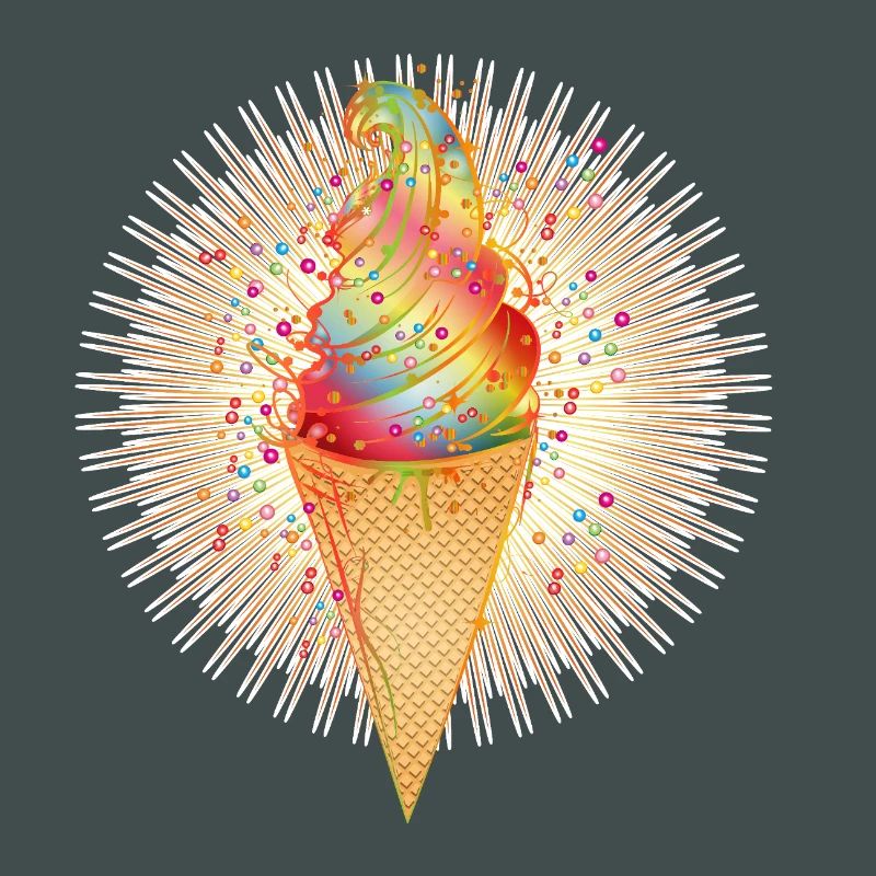 Fröhliches Softeis-Motiv mit Regenbogenfarben