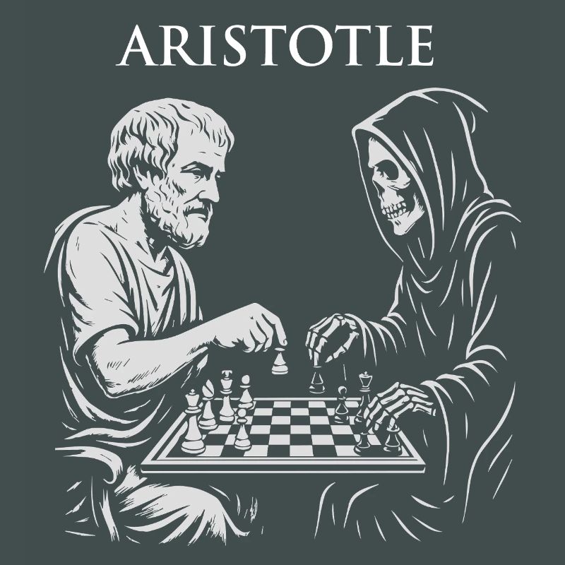 Aristotle and Grim Raper Chess Illustration