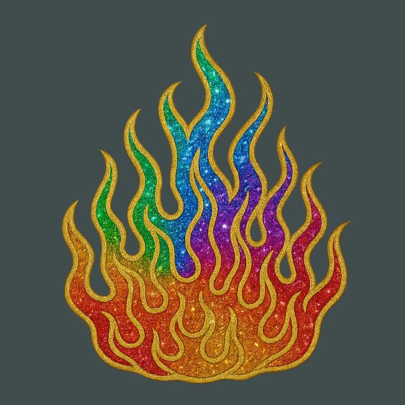 Rainbow Fire Glitter Flame