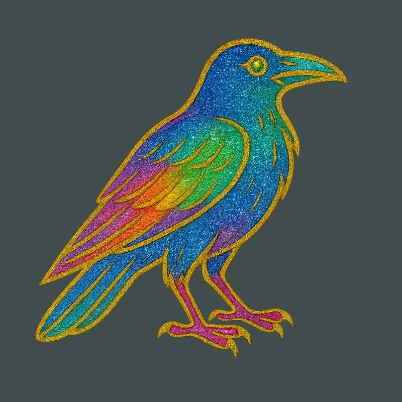 Conception de patch de corbeau arc-en-ciel