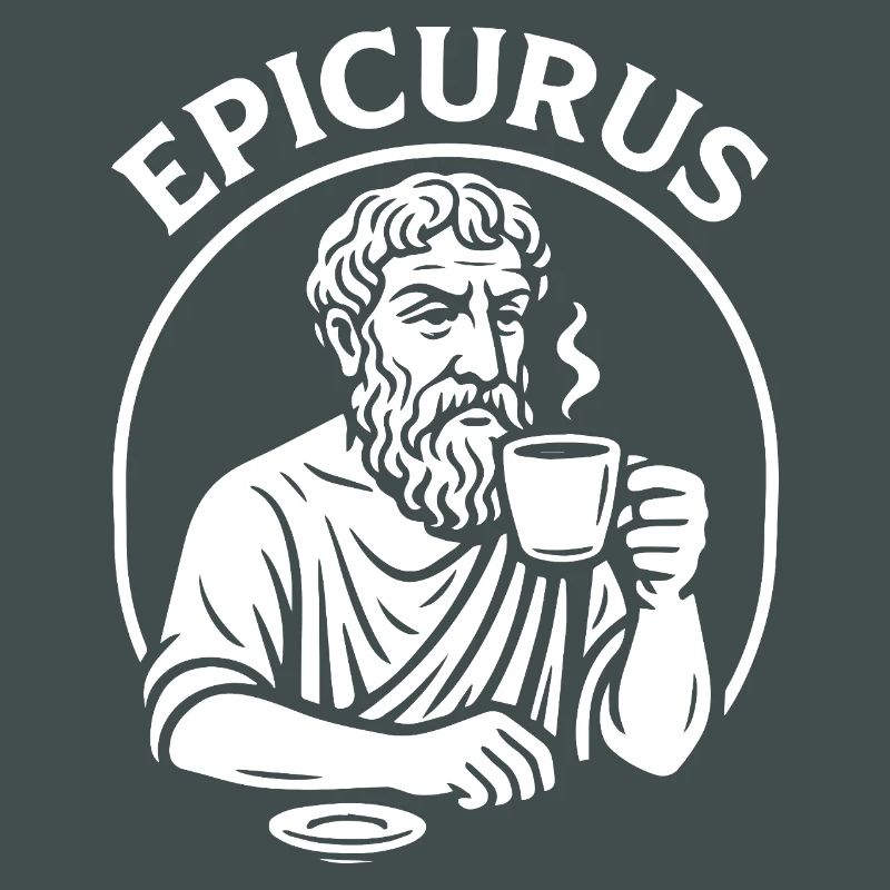 Epicurus Coffee Cup Philosophy Tee