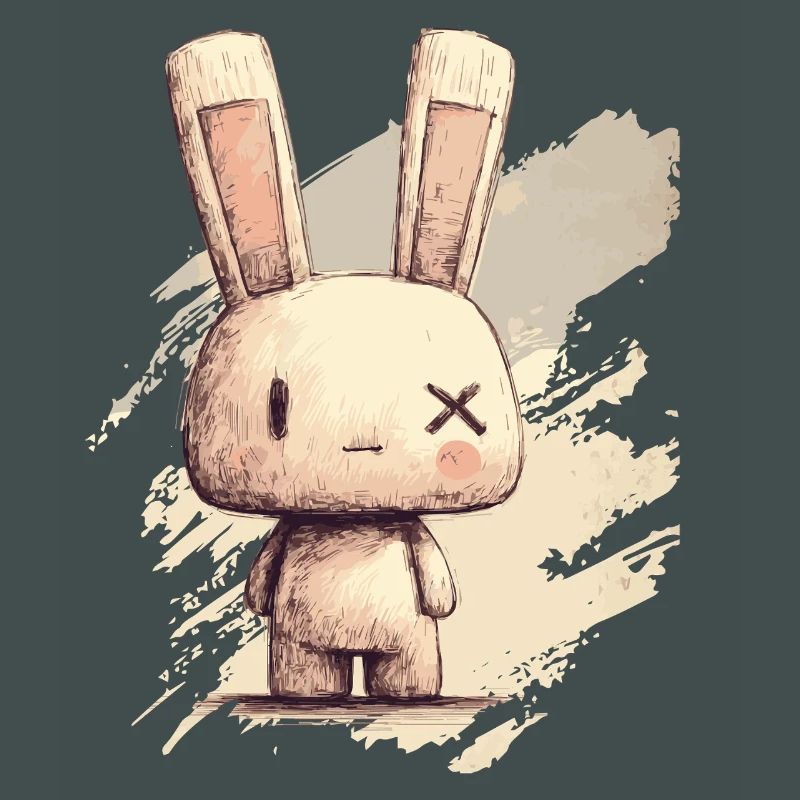 Cute rabbit with X-eyes
