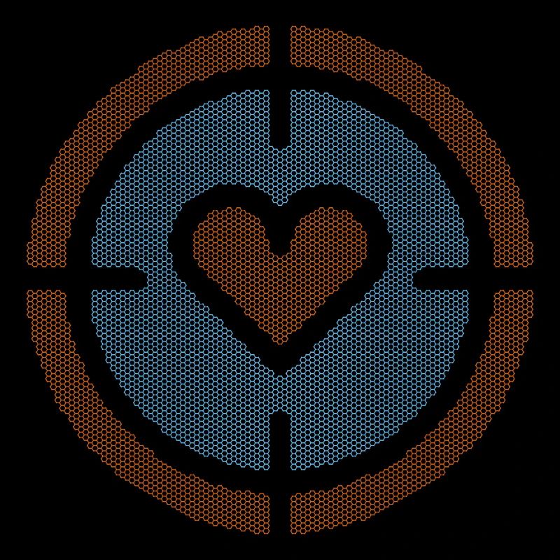 Heart in Target Emblem, honeycomb pattern