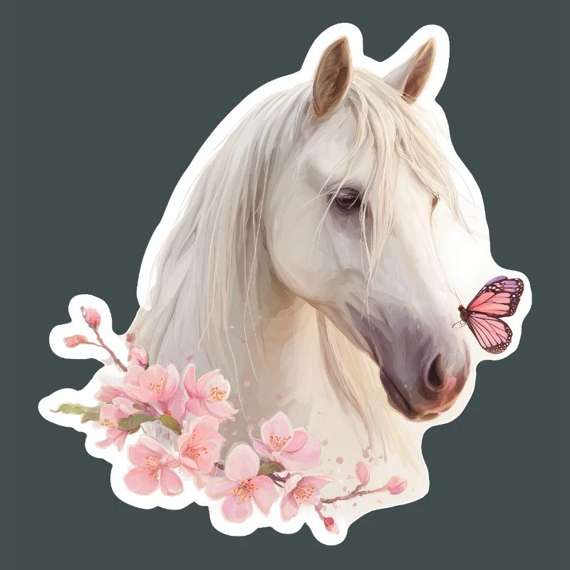 Pferd mit Schmetterling