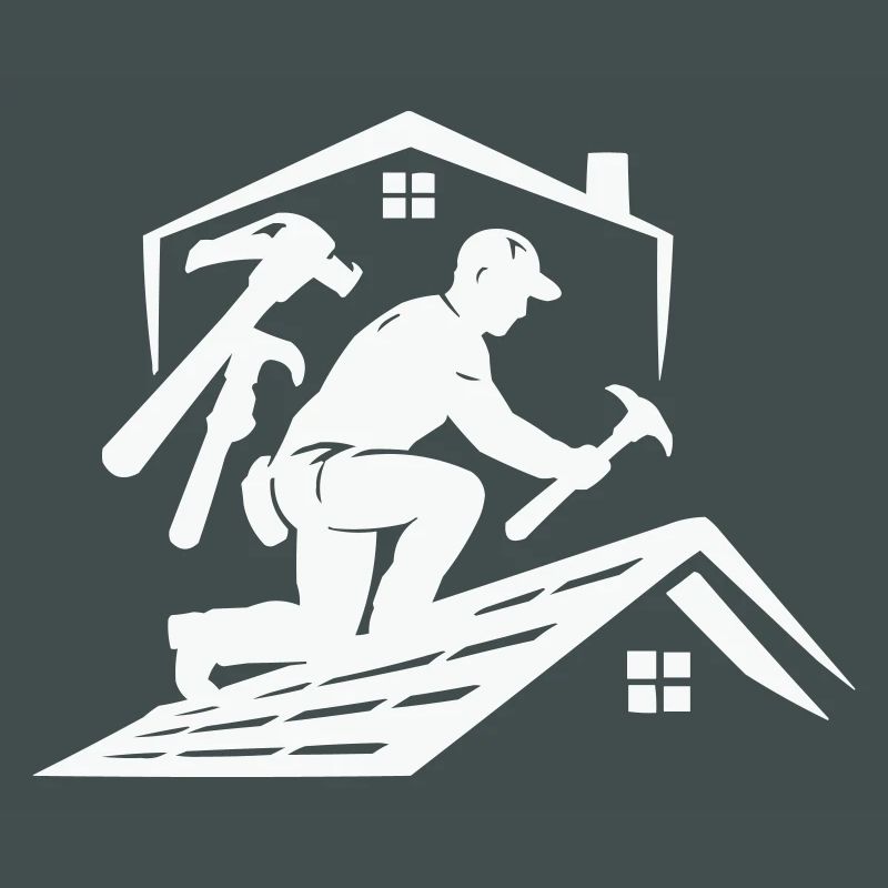 Dachdecker Silhouette am Dach