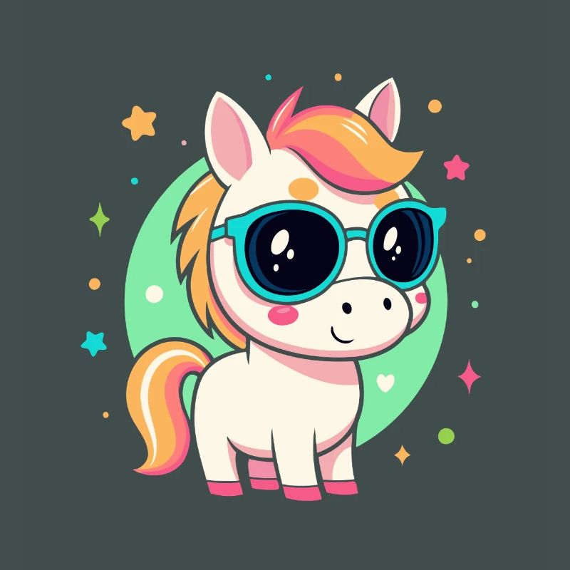 Regenbogenpony mit Brille
