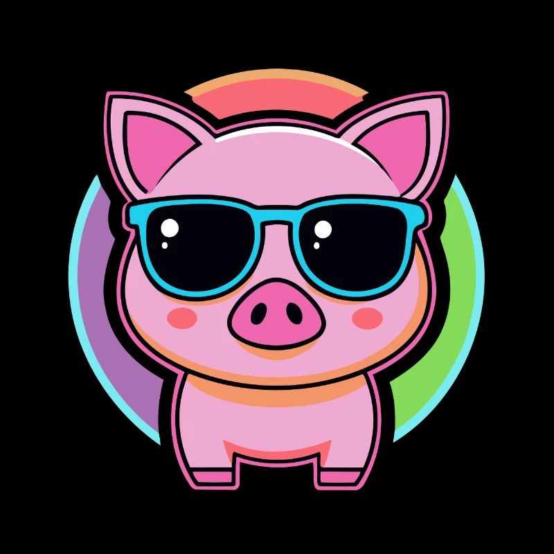Kawaii Pig Rainbow Glasses