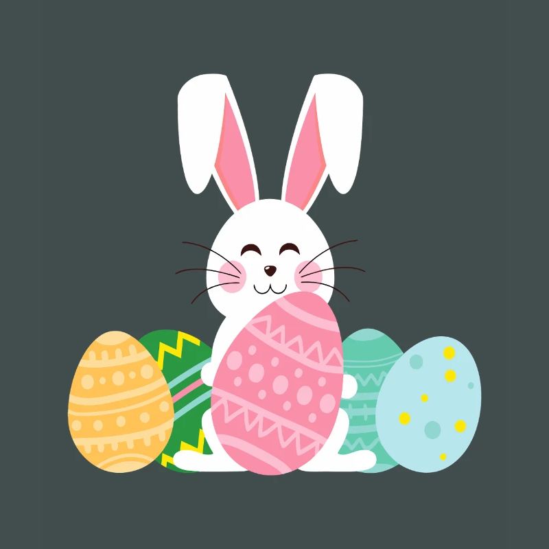 Pastel Easter Bunny with Eggs