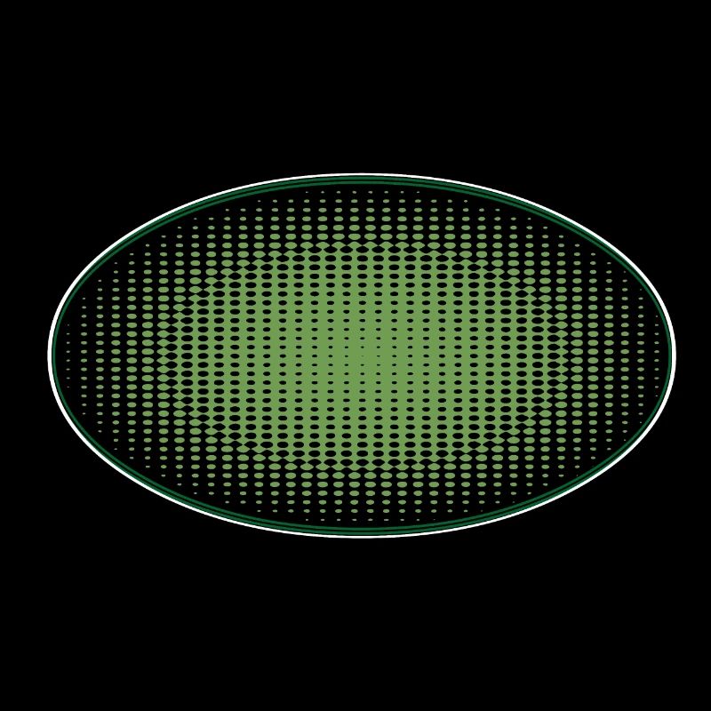 Oval grün gepunktet, mit Rahmen