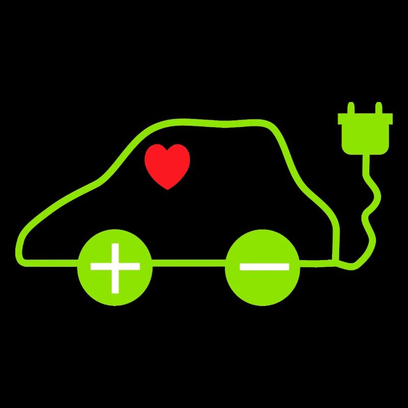 Green E-Car Heart Design