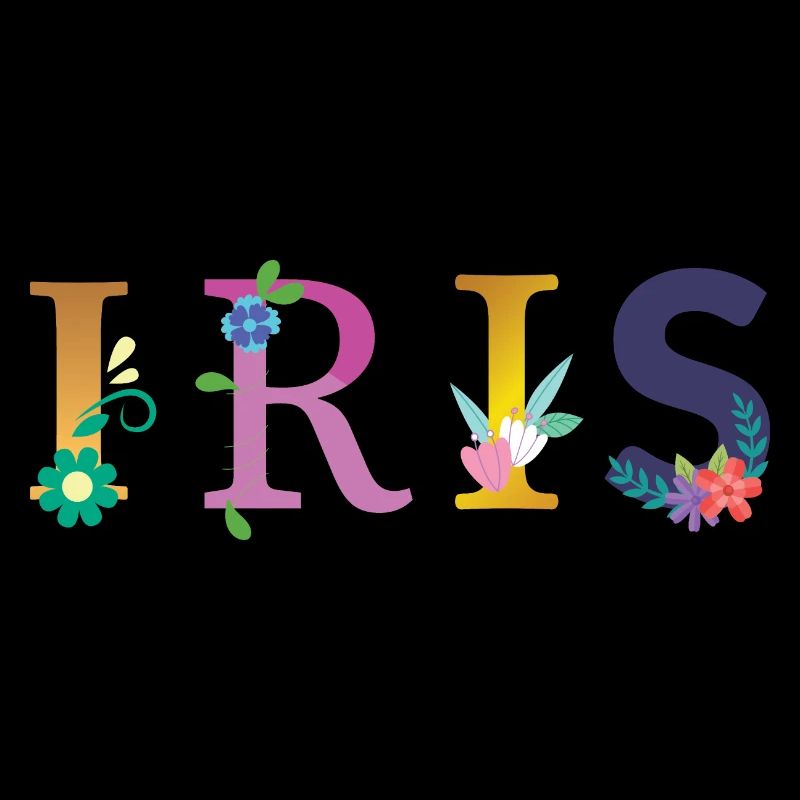 IRIS Name mit Blumen geschmückt