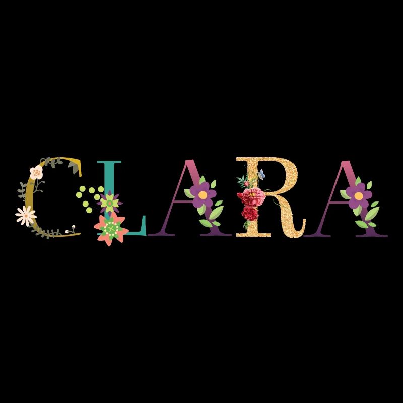 Le nom de CLARA est décoré de fleurs