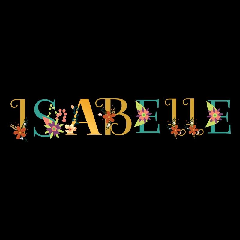 ISABELLE Nom Art avec fleurs brodées