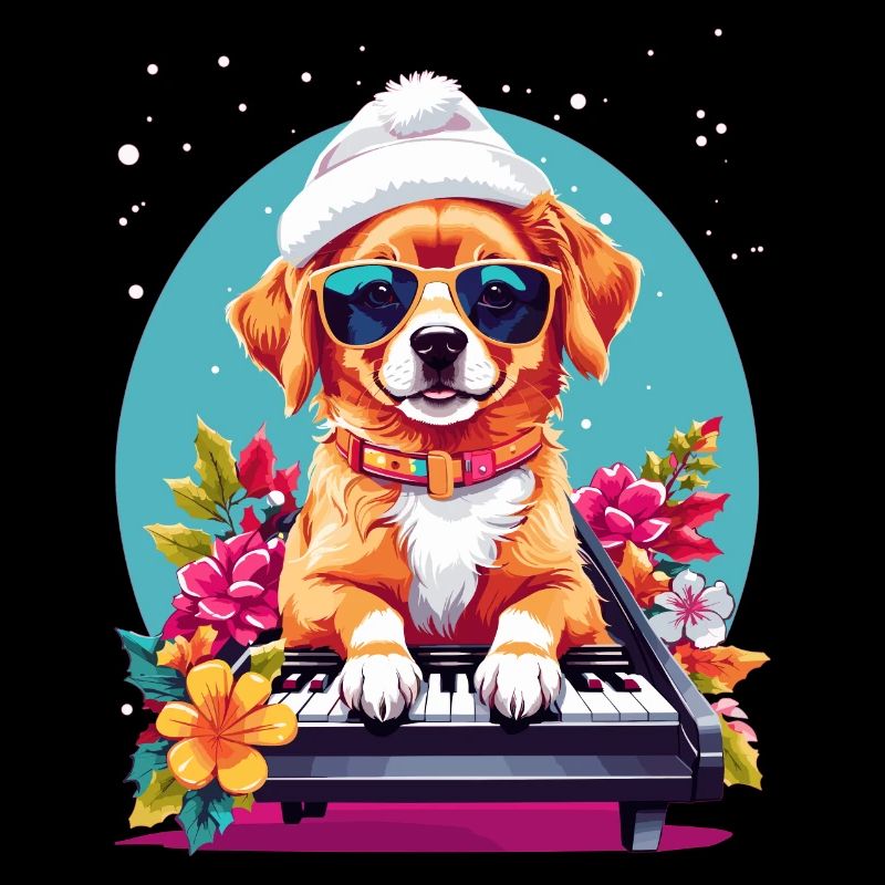 Chien avec piano