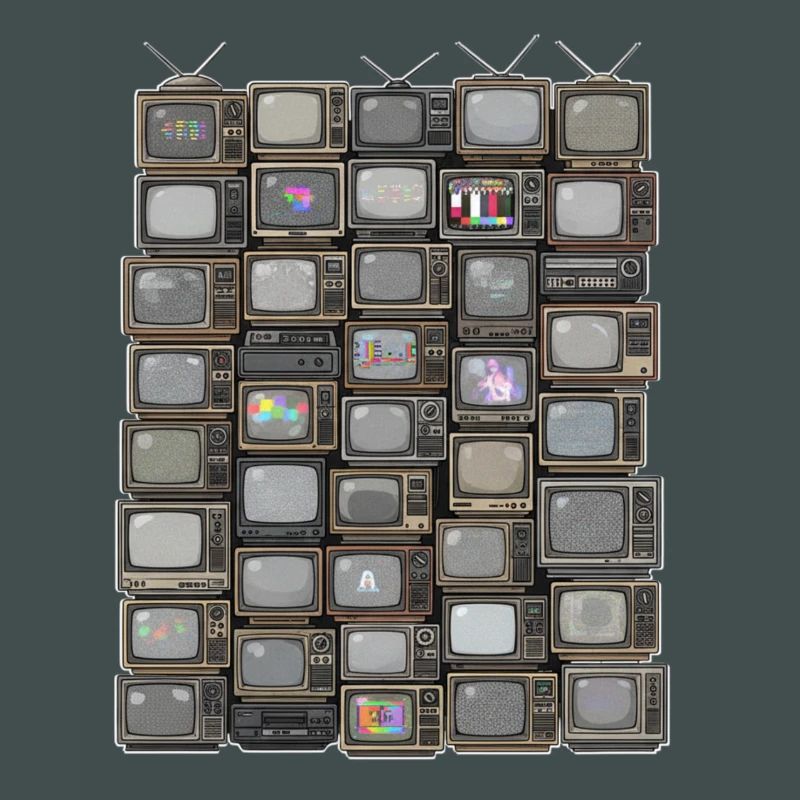 Retro Fernseh-Stack Collage