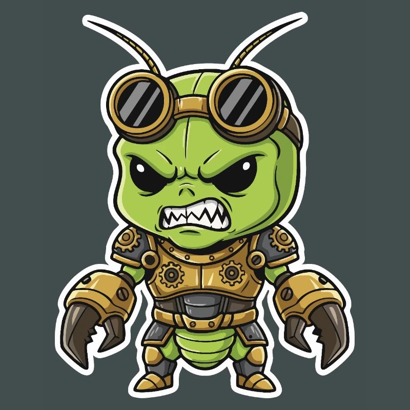 Alien Steampunk Warrior Armor Brass