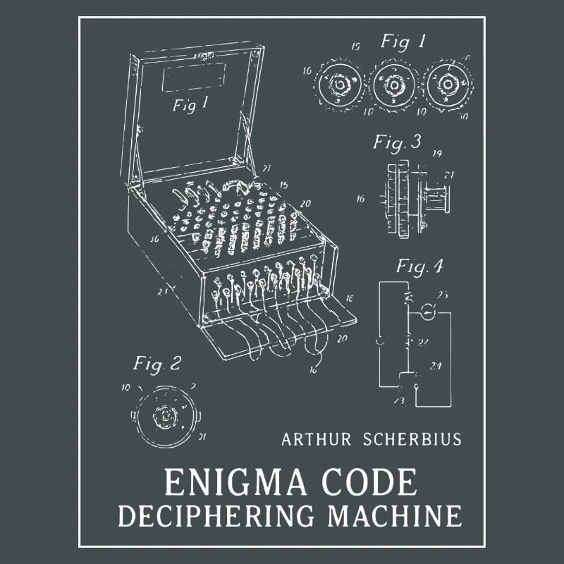 Enigma Code Deciphering Machine Illustration
