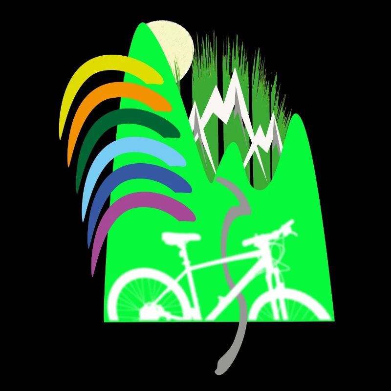 Cycle path mountains rainbow