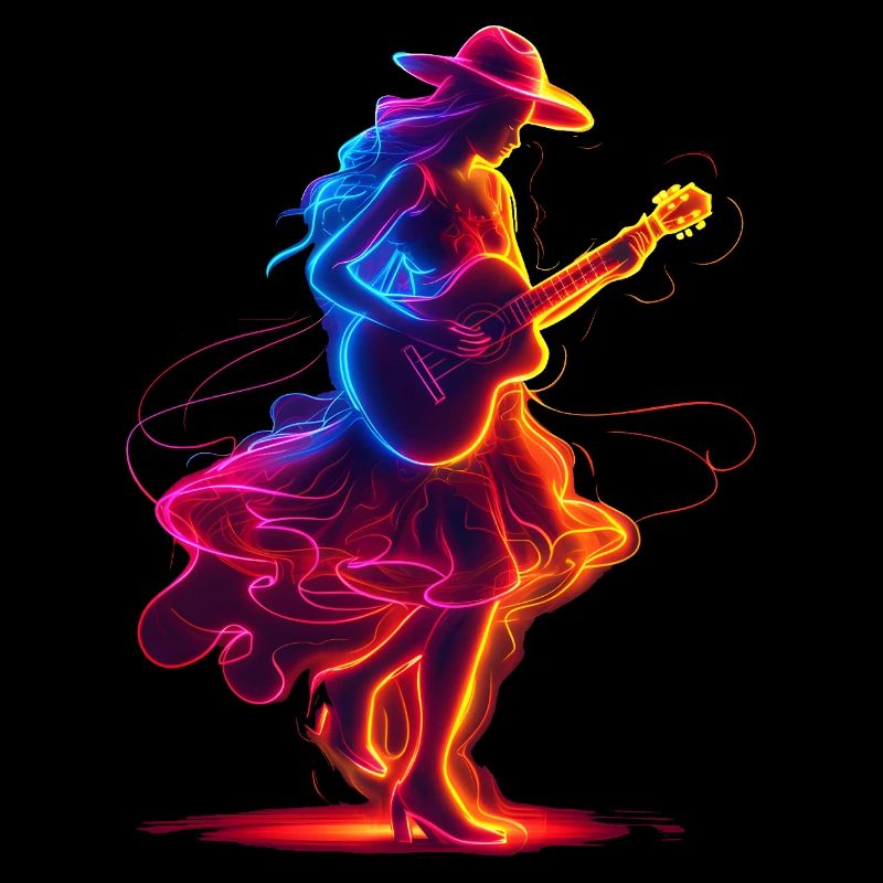Gitarrist Mädchen Synthwave