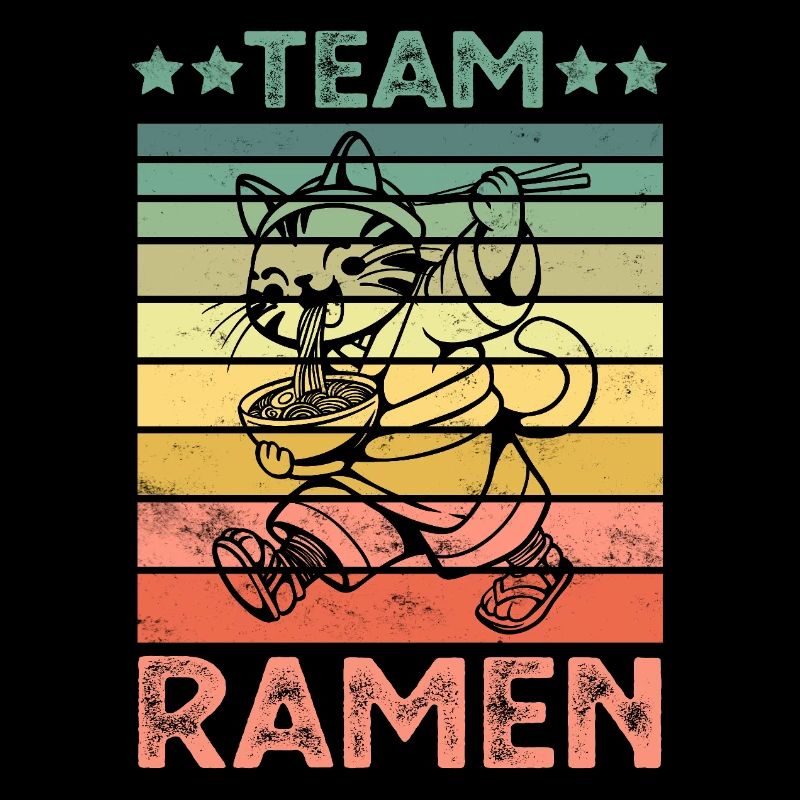 Katze isst Ramen Nudeln