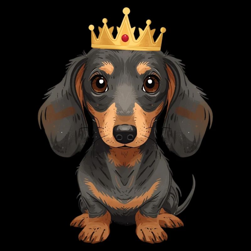 Petit teckel avec couronne design mignon