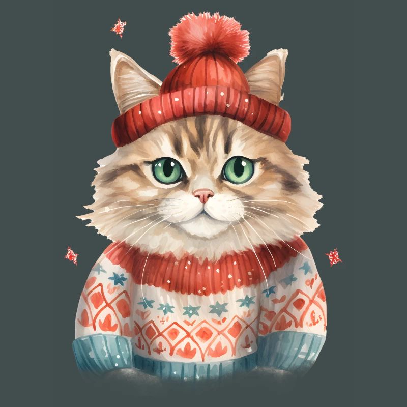 Winterkatze im Strickpullover