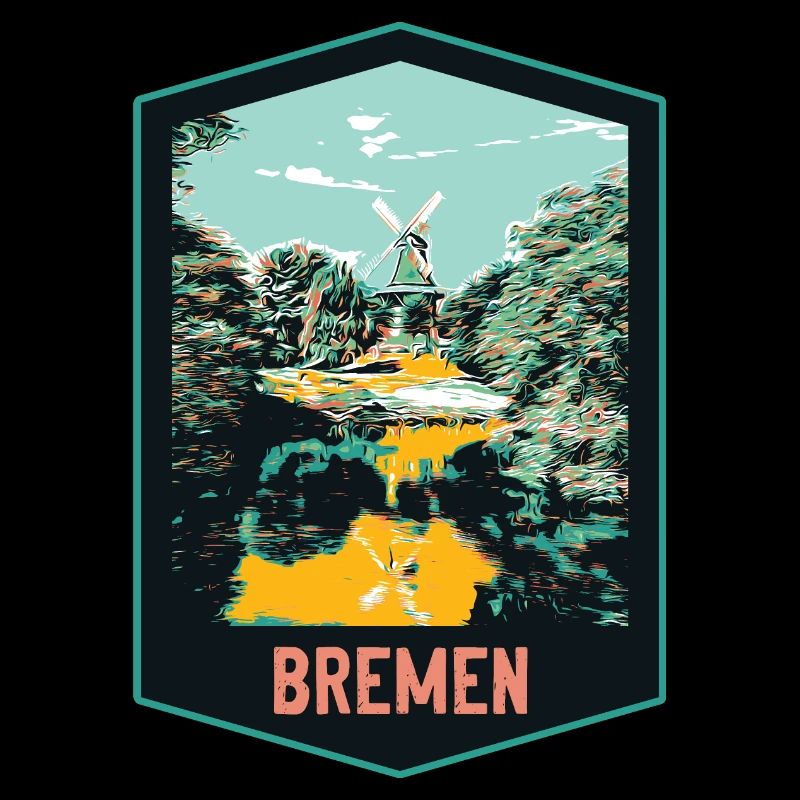 Bremen, Germany, Old Windmill Illustration